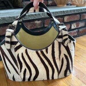 Vintage RARE Real Pony Hair with Buckle Detail Magazine Bag/Rack